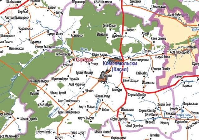 Хырхӗрри ялӗ картта ҫинче